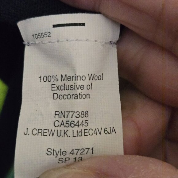 J.Crew Merino Wool Navy Neon Trim V Neck 3/4 Sleeve Cardigan Sweater Size S - Picture 6 of 6